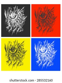 Vector illustration, abstract eyes artwork, card concept
