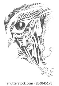Vector illustration, abstract eyes artwork, card concept