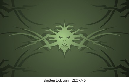 Vector illustration of an abstract face with pattern in green color
