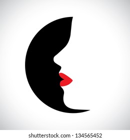 Vector illustration- abstract face of stylish modern woman. The graphic can represent modern girl or lady wearing lipstick and other makeup and looking stylish and fashionable