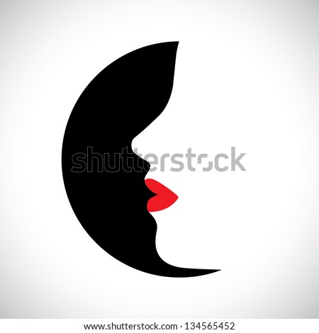 Vector illustration- abstract face of stylish modern woman. The graphic can represent modern girl or lady wearing lipstick and other makeup and looking stylish and fashionable