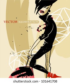 vector illustration of an abstract fashionable girl