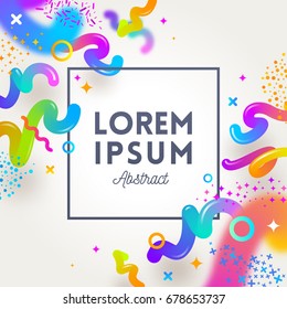 Vector illustration. Abstract festive multicolored background with frame for message. Design for greeting card, poster, cover or flyers.