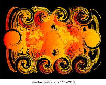 Vector Illustration of Abstract Fire Flame background  on black for your text