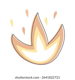 Vector illustration of abstract fire flame with drops on white.