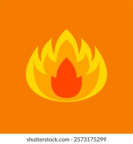 Vector illustration of an abstract fire icon with a simple and modern design. Featuring a combination of red, yellow, and orange colors, creating a warm and energetic look.