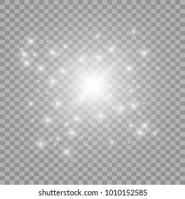Vector illustration of abstract flare light rays. White iridescent light effect star design. Shiny transparent rays vector background. Bright transparent glowing sparkling star.