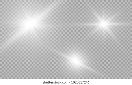 Vector illustration of abstract flare light rays. A set of stars, light and radiance, rays and brightness.