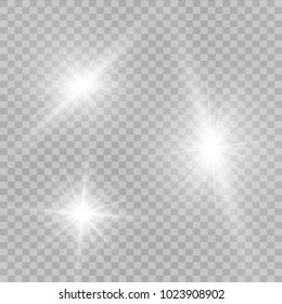 Vector illustration of abstract flare light rays. A set of stars, light and radiance, rays and brightness.
