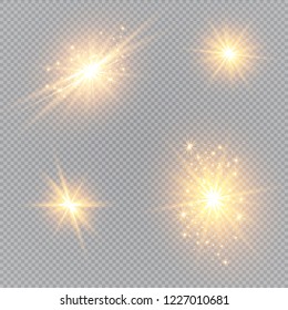 Vector illustration of abstract flare light rays. A set of stars, light and radiance, rays and brightness.