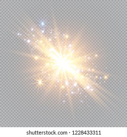 Vector illustration of abstract flare light rays. A set of stars, light and radiance, rays and brightness.