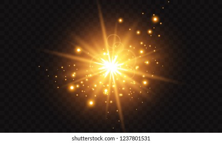 Vector illustration of abstract flare light rays. A set of stars, light and radiance, rays and brightness.
