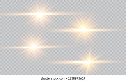 Vector illustration of abstract flare light rays. A set of stars, light and radiance, rays and brightness.