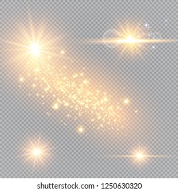 Vector illustration of abstract flare light rays. A set of stars, light and radiance, rays and brightness. Glow light effect. Vector illustration. Christmas flash Concept.