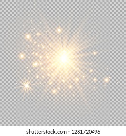 Vector illustration of abstract flare light rays. A set of stars, light and radiance, rays and brightness.