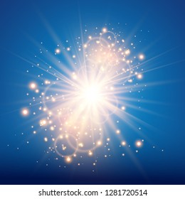 Vector illustration of abstract flare light rays. A set of stars, light and radiance, rays and brightness.