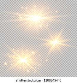 Vector illustration of abstract flare light rays. A set of stars, light and radiance, rays and brightness. Glow light effect. Vector illustration. Christmas flash Concept.