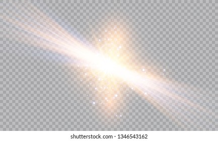 Ilustración vectorial de los rayos luminosos abstractos. Un conjunto de estrellas, luz y radiancia, rayos y brillo.Efecto luminoso. Ilustración vectorial. Concepto de Navidad flash.
