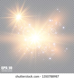 Vector illustration of abstract flare light rays. A set of stars, light and radiance, rays and brightness. Glow light effect. Vector illustration. Christmas flash Concept