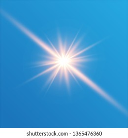 Vector illustration of abstract flare light rays. A set of stars, light and radiance, rays and brightness. Glow light effect. Vector illustration. Christmas flash Concept