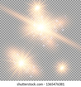 Vector illustration of abstract flare light rays. A set of stars, light and radiance, rays and brightness. Glow light effect. Vector illustration. Christmas flash Concept