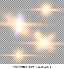 Vector illustration of abstract flare light rays. A set of stars, light and radiance, rays and brightness. Glow light effect. Vector illustration. Christmas flash Concept