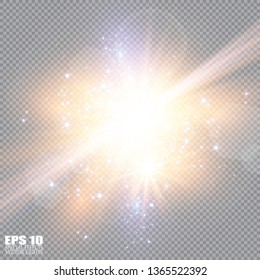 Vector illustration of abstract flare light rays. A set of stars, light and radiance, rays and brightness. Glow light effect. Vector illustration. Christmas flash Concept