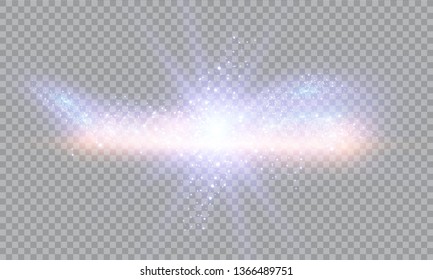 Vector illustration of abstract flare light rays. A set of stars, light and radiance, rays and brightness. Glow light effect. Vector illustration. Christmas flash Concept