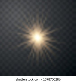 Vector illustration of abstract flare light rays. A set of stars, light and radiance, rays and brightness. Special effect isolated on transparent background.