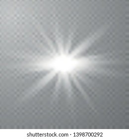 Vector illustration of abstract flare light rays. A set of stars, light and radiance, rays and brightness. Special effect isolated on transparent background.