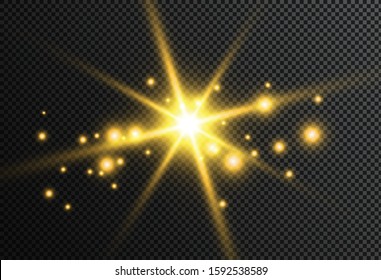 Vector illustration of abstract flare light rays. A set of stars, light and radiance, rays and brightness.