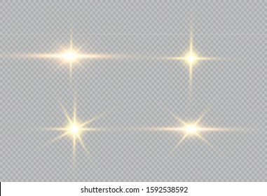 Vector illustration of abstract flare light rays. A set of stars, light and radiance, rays and brightness.