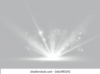 Vector illustration of abstract flare light rays. A set of stars, light and radiance, rays and brightness. Glow light effect. Vector illustration. Christmas flash Concept