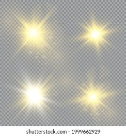 Vector illustration of abstract flare light rays. A set of stars, light and radiance, rays and brightness.