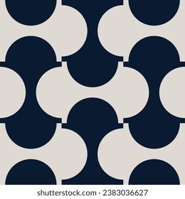 Vector illustration of abstract flat seamless contemporary modern mid-century monochrome geometric semi-circle pattern. For wallpaper design, pattern, background, web, print, card