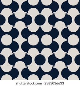 Vector illustration of abstract flat seamless contemporary modern mid-century monochrome geometric semi-circle pattern. For wallpaper design, pattern, background, web, print, card