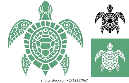 Ilustração vetorial de um fundo floral abstrato com uma bela tartaruga de desenho animado e design de padrão de tartaruga marinha