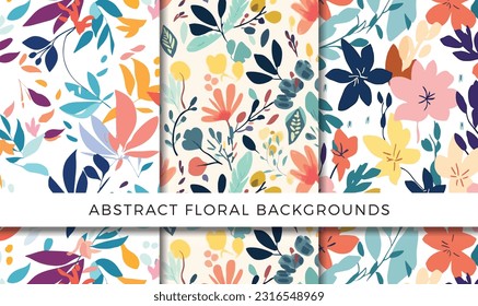 Vector illustration of abstract floral backgrounds pattern set