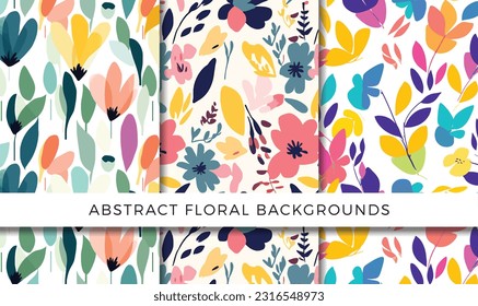 Ilustración vectorial del conjunto de patrones de fondo floral abstracto