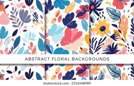 Vector illustration of abstract floral backgrounds pattern set