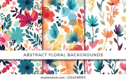 Vector illustration of abstract floral backgrounds pattern set