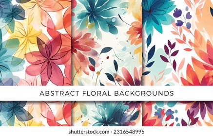 Vector illustration of abstract floral backgrounds pattern set