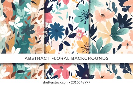 Vektorgrafik abstrakter floraler Hintergründe, Muster-Set