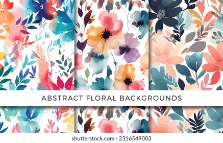 Vector illustration of abstract floral backgrounds pattern set