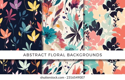 Vector illustration of abstract floral backgrounds pattern set