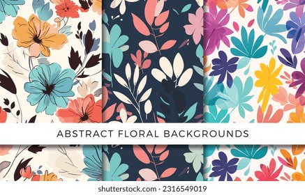 Vector illustration of abstract floral backgrounds pattern set