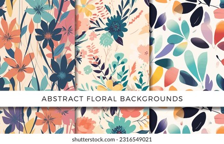 Vektorgrafik abstrakter floraler Hintergründe, Muster-Set