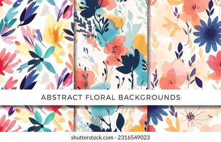 Vector illustration of abstract floral backgrounds pattern set