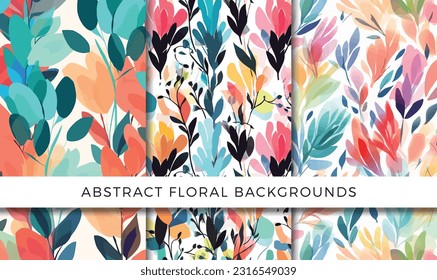 Vector illustration of abstract floral backgrounds pattern set