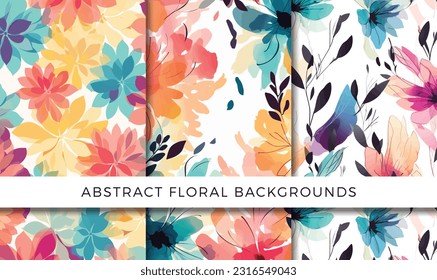 Vector illustration of abstract floral backgrounds pattern set